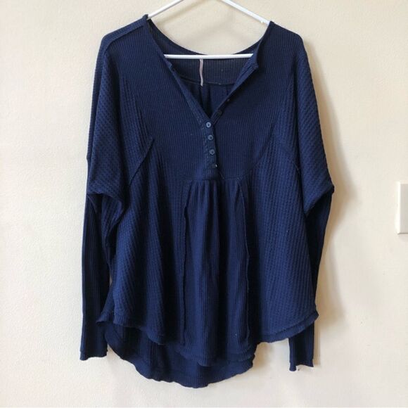 Free People Leo Oversized Waffle Knit Top - Picture 2 of 5